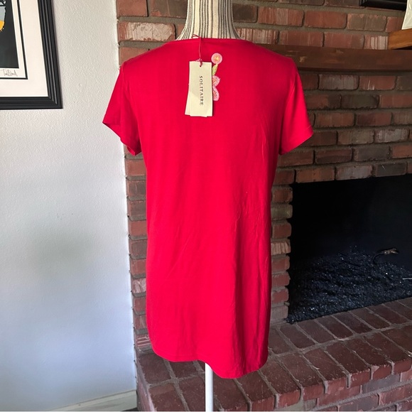 NWT Anthropologie Solitaire Red Embroidered Short Sleeve Tunic Top in Red Sz M - Picture 6 of 7